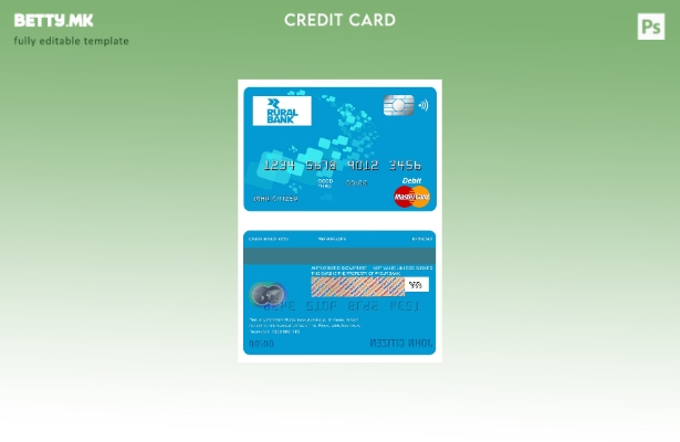 Модерен стил Шаблон за мастеркарти за рурална банка во Австралија